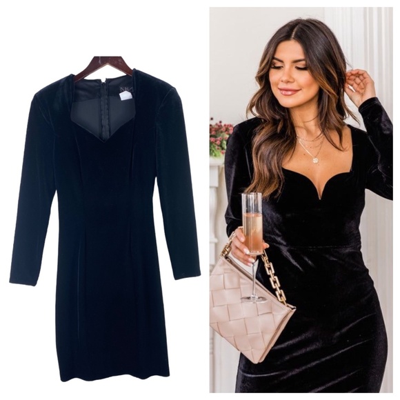 Niki Livas Dresses & Skirts - Vtg 90s Y2K Niki Livas Dress Sz 4 Small Velour Velvet Black Evening Cocktail